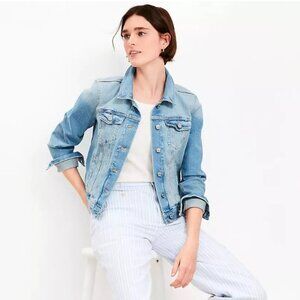 LOFT Plus Modern Denim Jacket in Original Mid Indigo Wash 16W